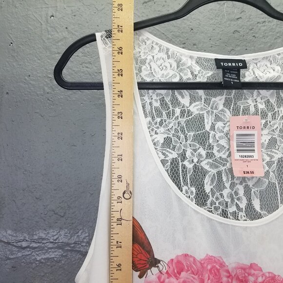 Torrid Tank Top Women XL Camisole Skull Lace Rose Butterfly Sleeveless Sheer NEW - Picture 14 of 16